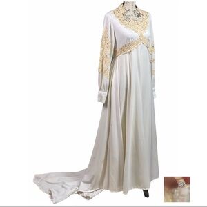 VINTAGE 1970s Crocheted Princess Wedding Dress